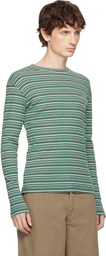 ERL Green Striped Long Sleeved T-shirt