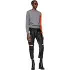 Facetasm Grey Contrast Sleeve Sweater