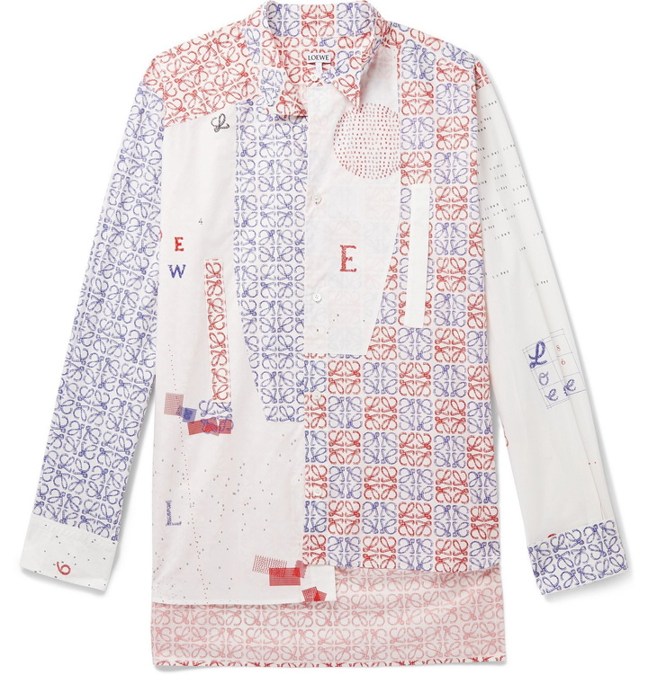 Photo: Loewe - Asymmetric Logo-Print Cotton-Poplin Shirt - Multi