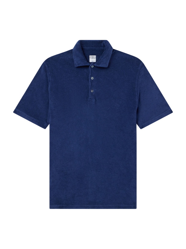 Photo: FEDELI - Mondial Cotton-Terry Polo Shirt - Blue