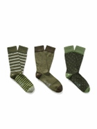 Kingsman - Corgi Three-Pack Jacquard-Knit Cotton-Blend Socks - Green