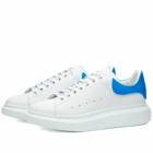 Alexander McQueen Men's Heel Tab Wedge Sole Sneakers in White/Blue