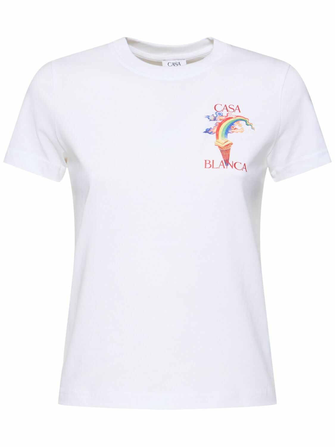 Tシャツ・カットソー CASABLANCA Women Tops WPF25JTS04603 CASWAYMOU WHITE Casablanca Women's Casa Way Fitted T-Shirt in White Casablanca