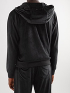 TOM FORD - Leather-Trimmed Modal-Blend Velour Zip-Up Hoodie - Black