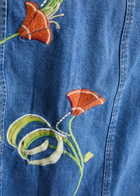 Kitri Ursula Floral-embroidered Denim Midi Dress