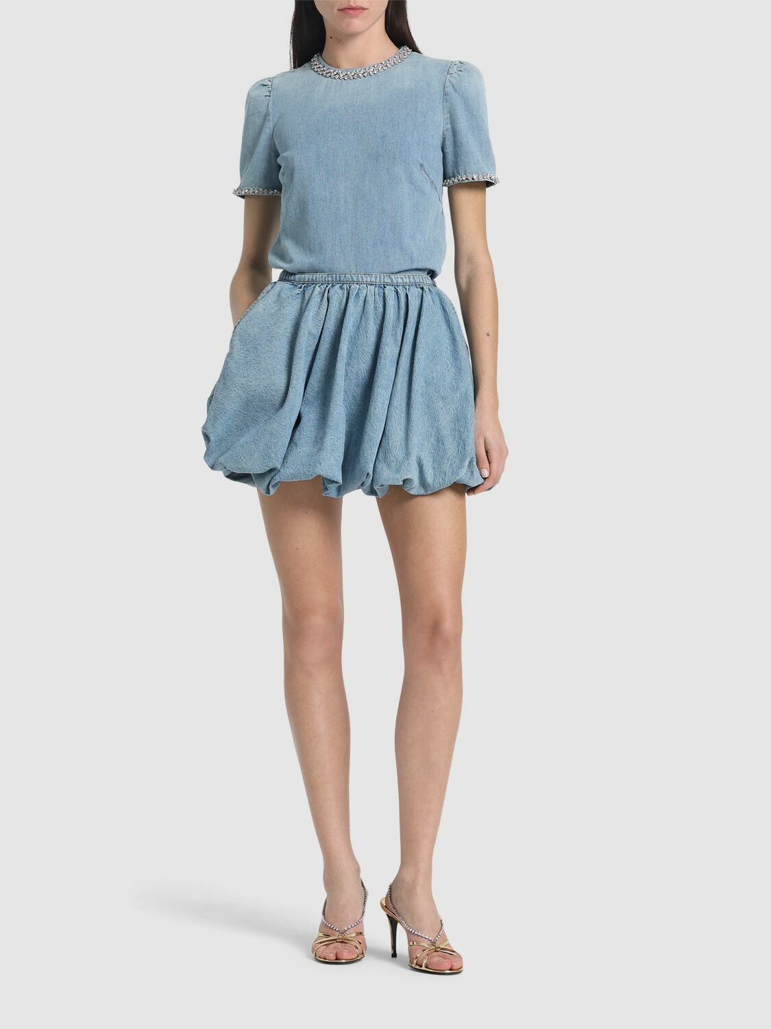 【Zimmermann】CRUSH EMBELLISHED DENIM デニム ミディスカート Zimmermann Crush Embellished Denim Minidress | Saks Fifth Avenue