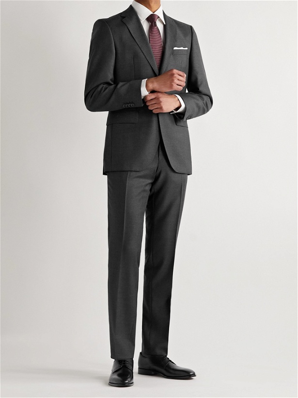 Photo: HUGO BOSS - Lenon2 Slim-Fit Pleated Virgin Wool Suit Trousers - Gray