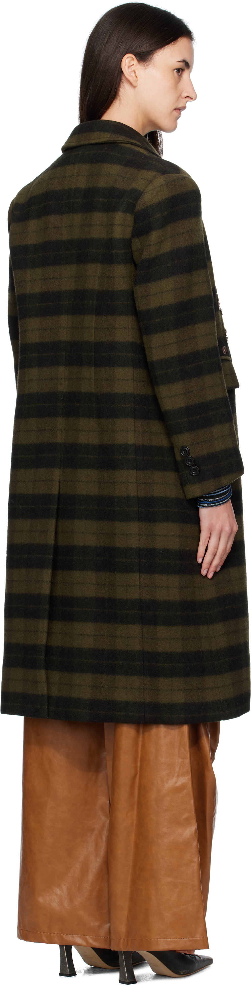 Andersson Bell Khaki Lacie Check Buttons Coat