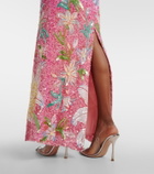 Là Fuori Floral sequined gown