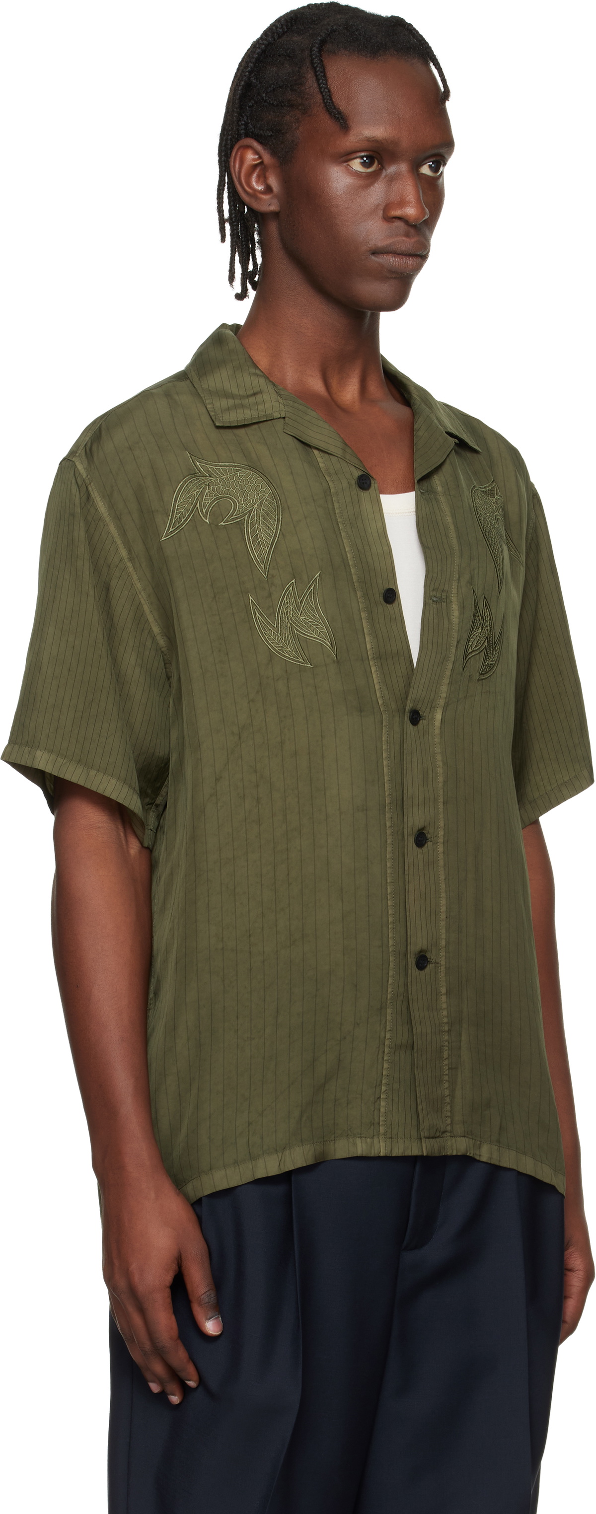 Toga Virilis Khaki Cupra Stripe S/S Shirt