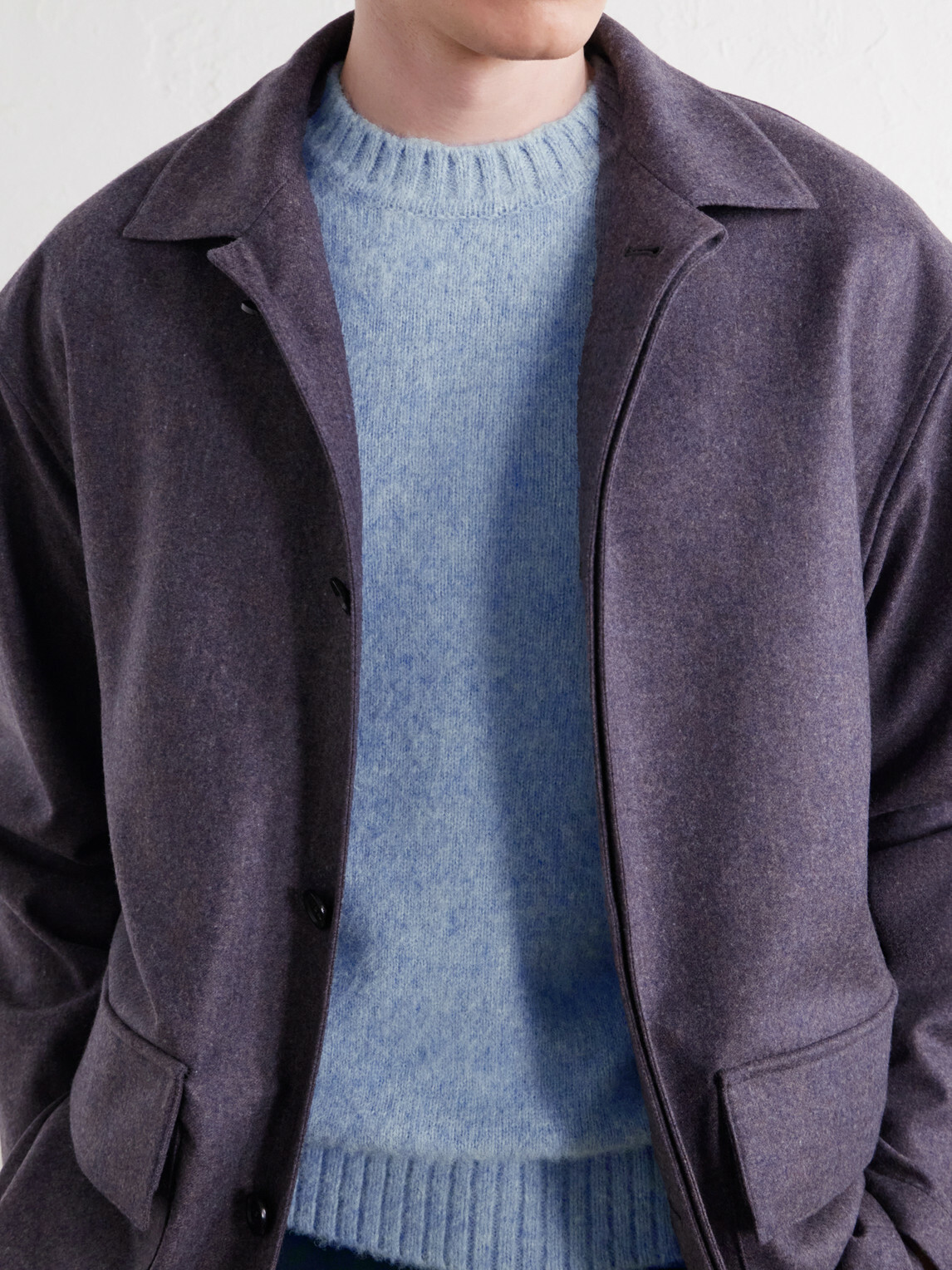 Anderson & Sheppard - Geelong Brushed-Wool Sweater - Blue