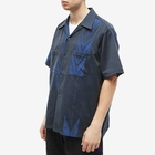 Needles Men's Kimono Jacquard Vacation Shirt in Blue Arrow