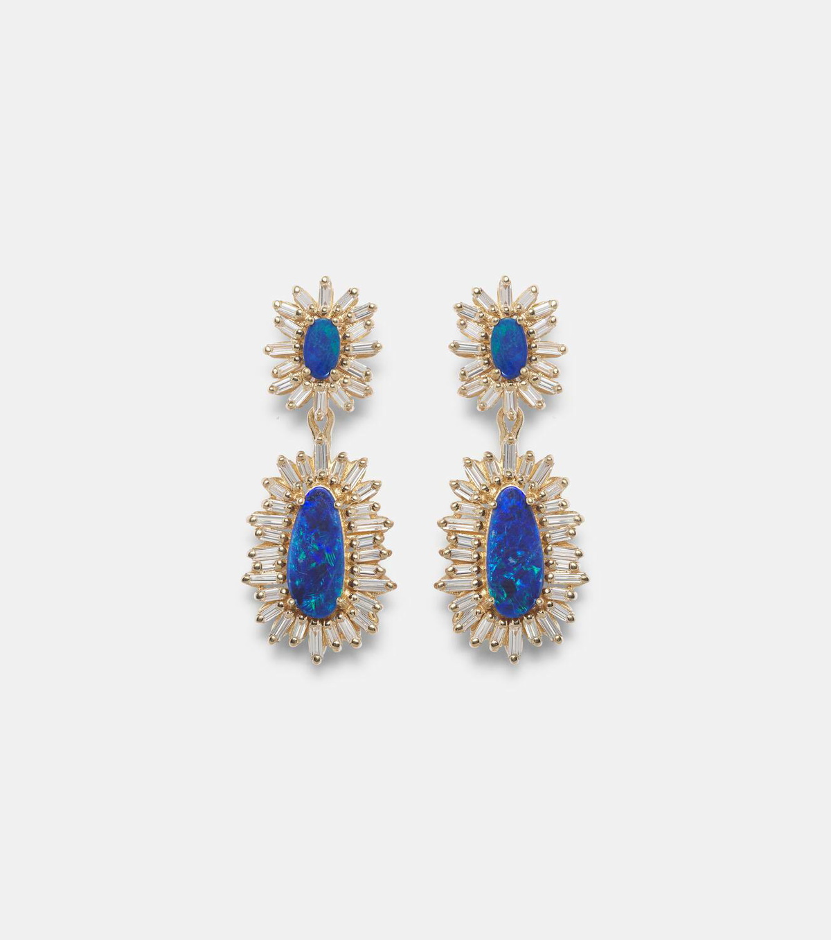 Suzanne Kalan 18kt gold drop earrings with opals and diamonds