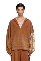Diesel Treated V-neck hoodie with crystals - Sweaters - Unisex - Brown