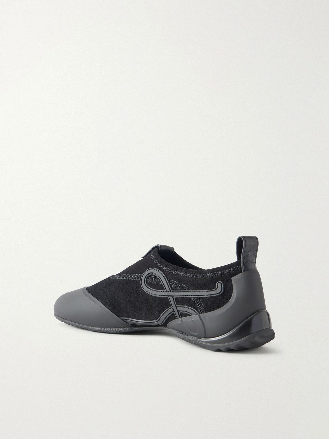 LOEWE - Grip Aqua Rubber-Trimmed Stretch Suede Sneakers - Black