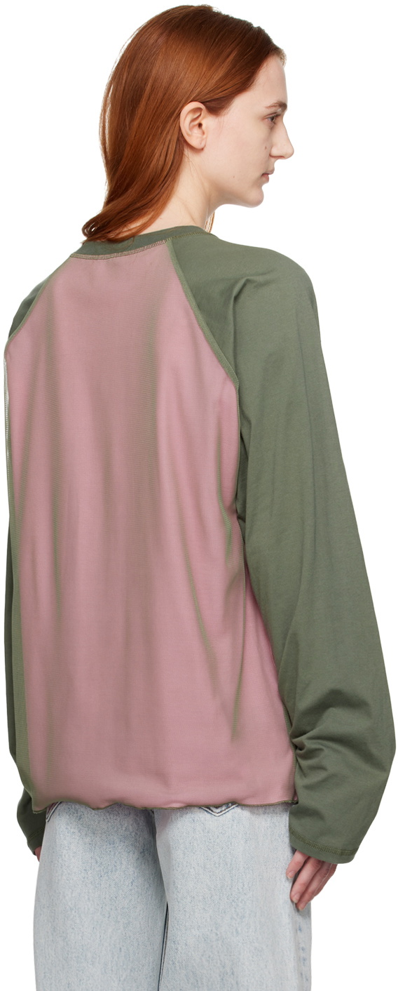 Serapis Pink & Green Globe Reversible Long Sleeve T-Shirt