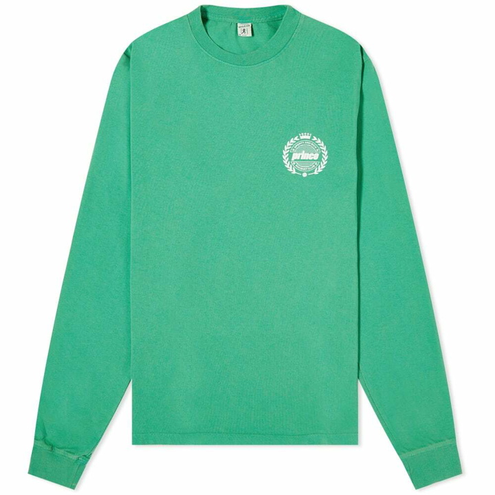 Photo: Sporty & Rich x Prince Crest Long Sleeve T-Shirt in Kelly Green/White