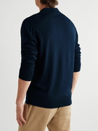 Mr P. - Slim-Fit Merino Wool Polo Shirt - Blue