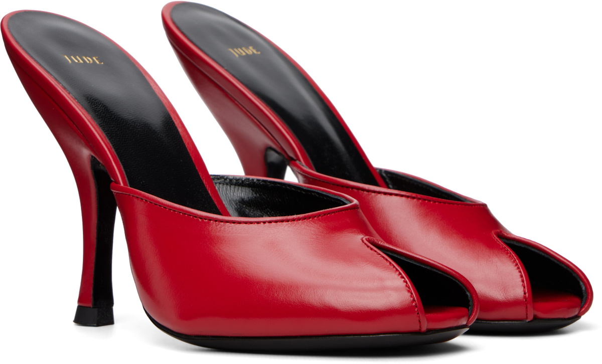 JUDE Red Date Mule Heeled Sandals