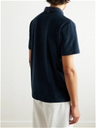 Agnona - Linen-Trimmed Cotton-Blend Terry Polo Shirt - Blue