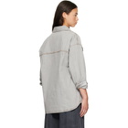 Palm Angels Gray Tree Logo Denim Overshirt