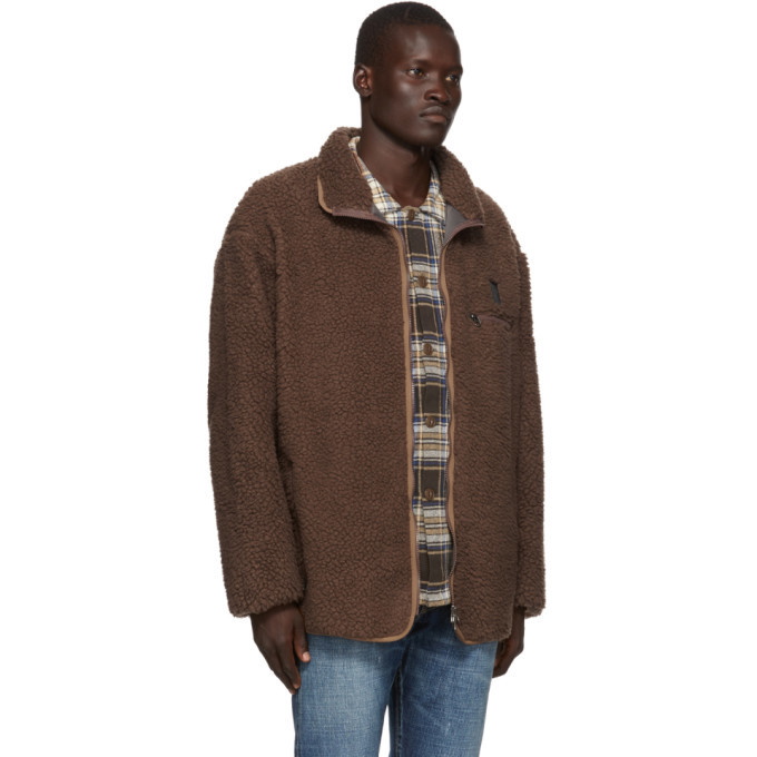 South2 West8 Brown Sherpa Piping Jacket South2 West8
