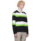 Valentino Black and Green Jelly Block Long Sleeve Polo