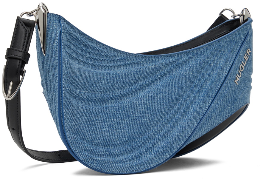 Mugler Black & Blue Medium Denim Spiral Curve 01 Bag