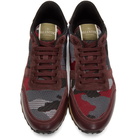 Valentino Burgundy and Grey Valentino Garavani Rockrunner Sneakers