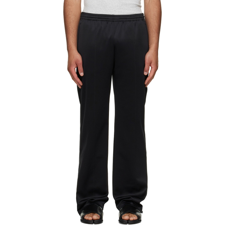 Photo: MM6 Maison Margiela Black Embroidered Logo Trousers