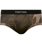 TOM FORD - Camouflage-Print Stretch-Cotton Briefs - Green