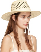 Valentino Garavani Beige Large Brim VLogo Beach Hat