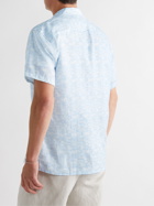 Derek Rose - Camp-Collar Printed Linen Shirt - Blue
