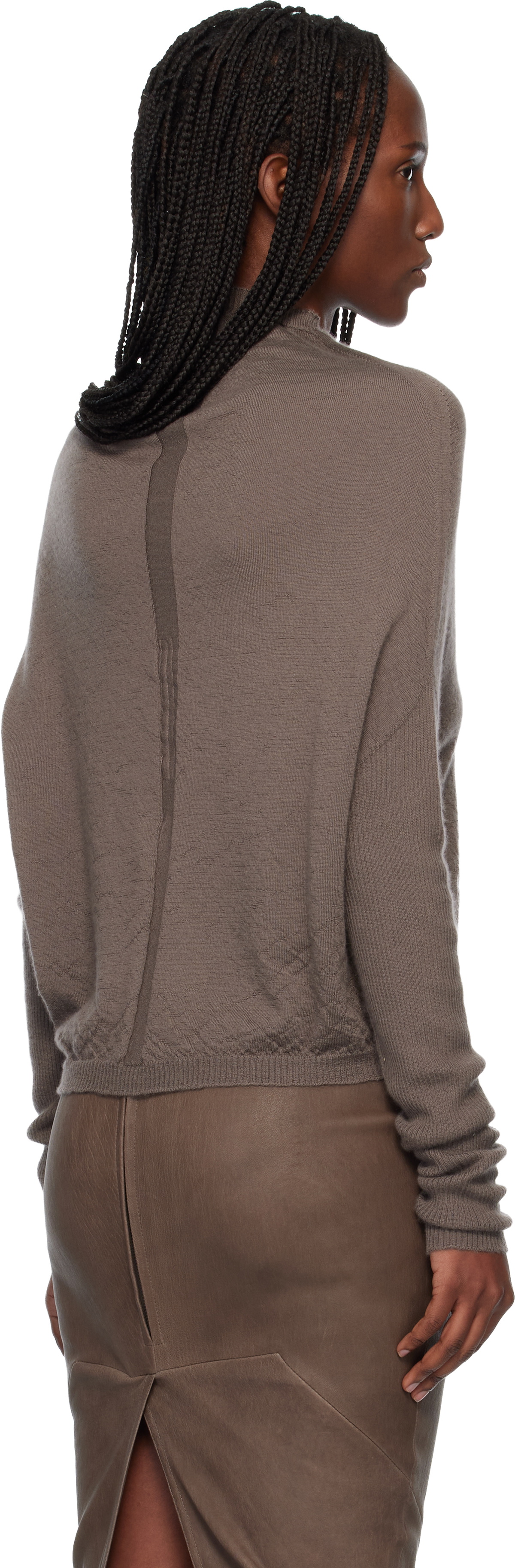 Rick Owens Gray Temple LS Crater Sweater