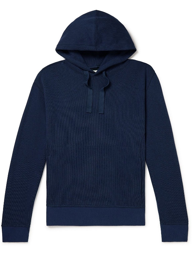 Photo: Oliver Spencer Loungewear - Ribbed Recycled Cotton-Jersey Hoodie - Blue