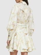 ZIMMERMANN - Printed Wraparound Linen Mini Dress