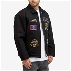 Neighborhood Men's Melton Badges Zip Up Jacket in Black