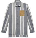 LOEWE - Suede-Trimmed Striped Wool and Cotton-Blend Shirt - Multi