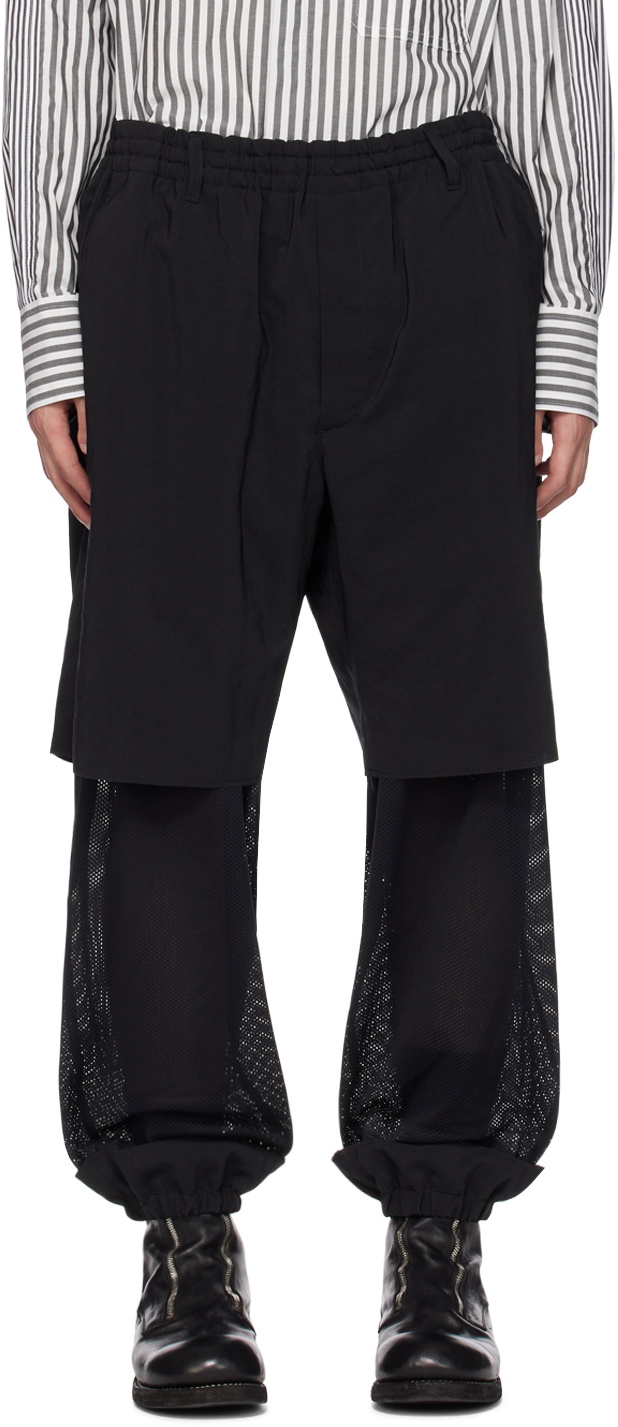 Y's Black Double-Layered Trousers