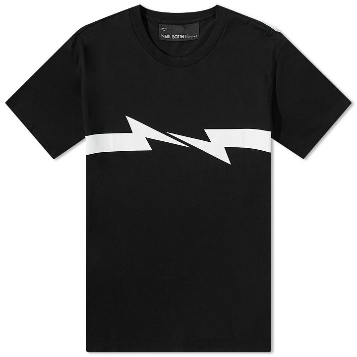 Photo: Neil Barrett Men's Horizontal Print Bolt T-Shirt in Black/White