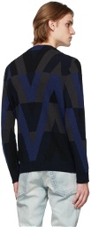 Valentino Black & Navy Optical Sweater