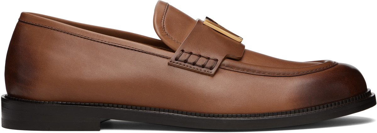 Versace Black 'V' Leather Loafers