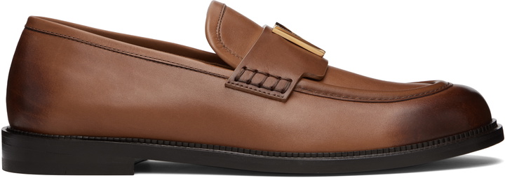 Photo: Versace Black 'V' Leather Loafers