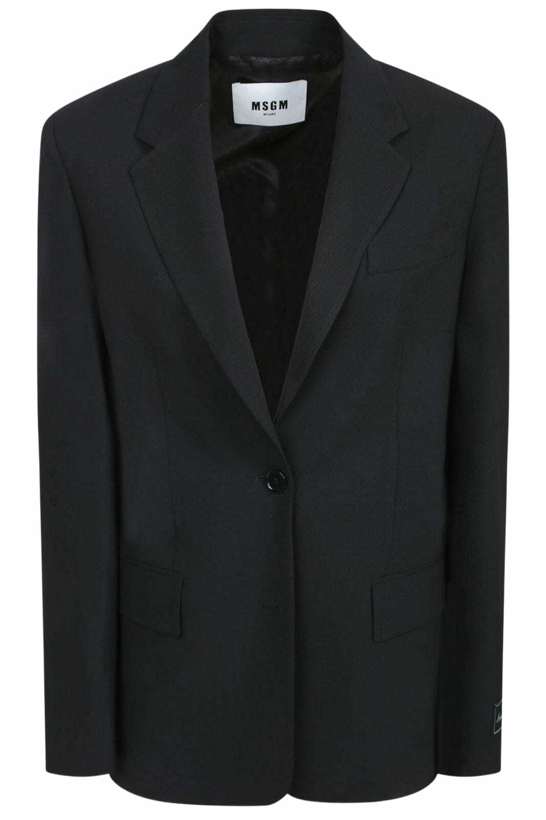 ジャケット Msgm Black Stretch Polyester Blend Blazer MSGM Tailoring black fresco wool blazer with drawstring
