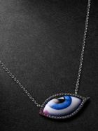 Lito - Grand Bleu Blackened White Gold, Diamond, Ruby and Enamel Necklace