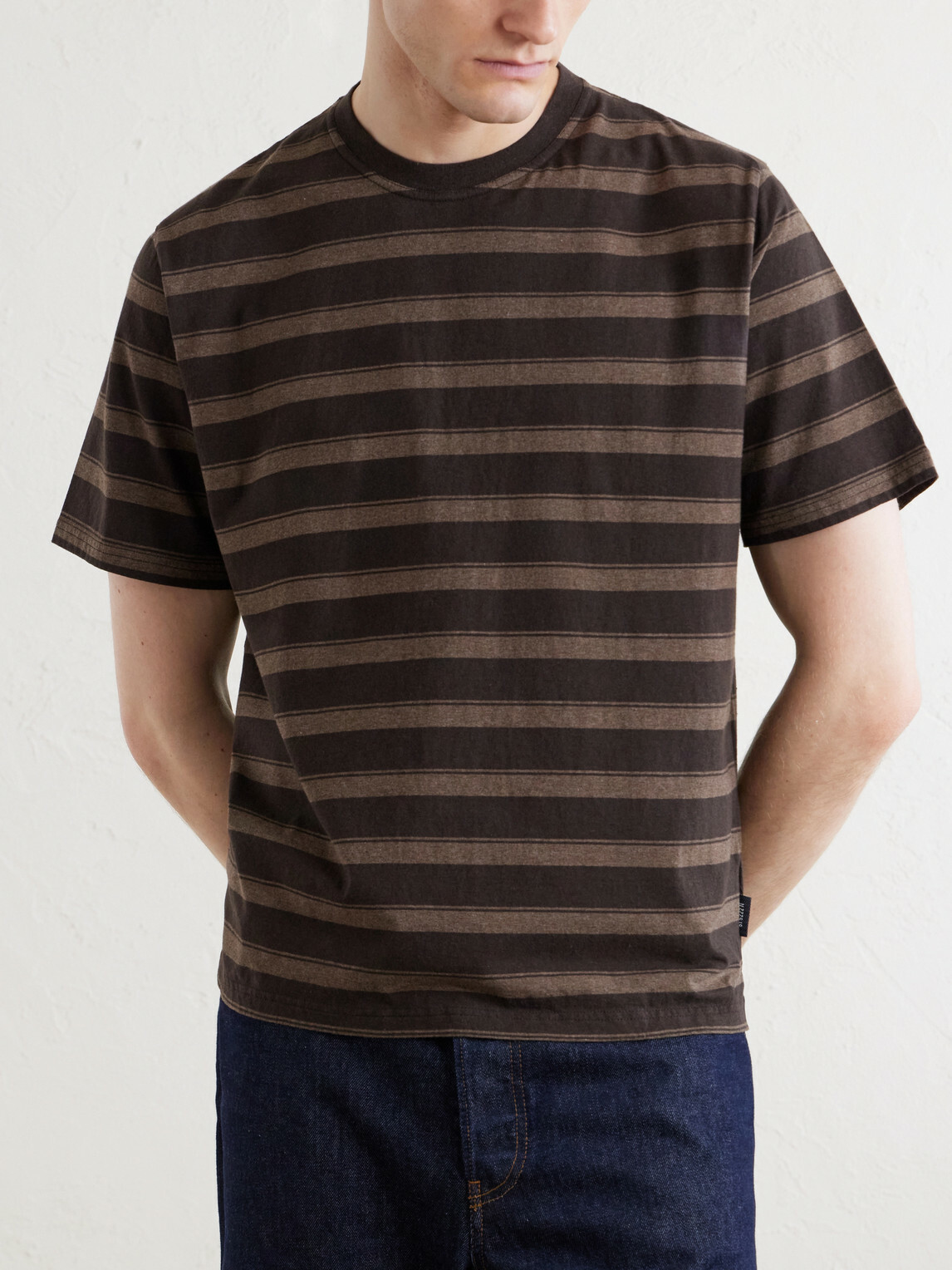 Oliver Spencer - Judd Striped Organic Cotton T-Shirt - Brown