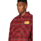 Off-White Red Check Flannel Over Shirt Jacket