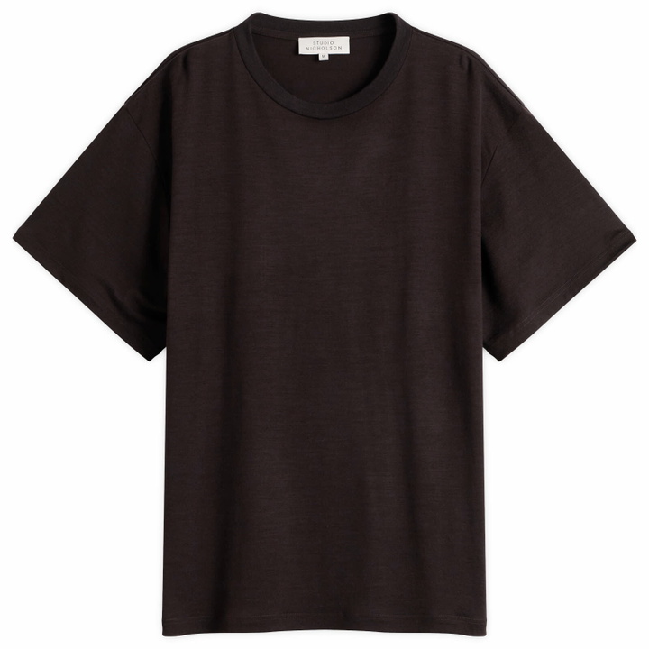Photo: Studio Nicholson Men's Andies T-Shirt in Black Grape