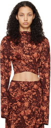 Jade Cropper Brown & Orange Asymmetric T-Shirt