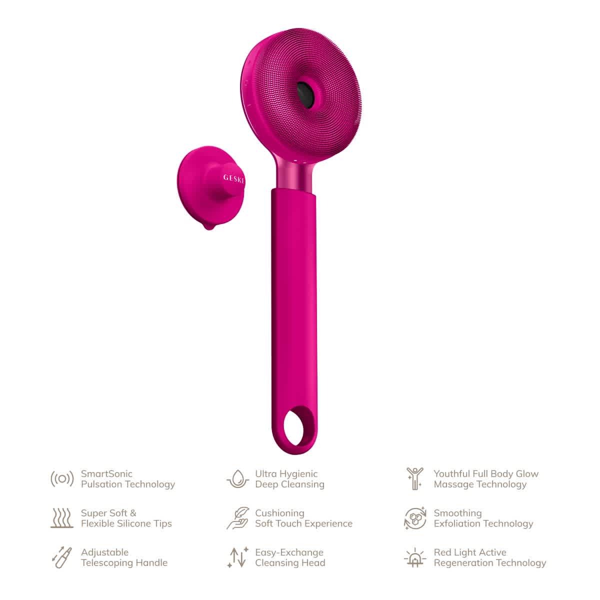 GESKE Magenta Sonic LED Full-Body Brush 9 in 1